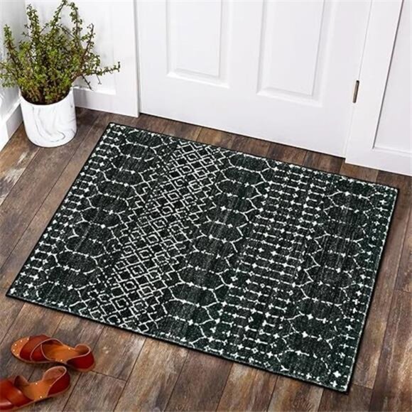 Moroccan Entry Rug 2x3, Non-Slip Washable Front Door Mat Indoor Rubber Backing - Picture 7 of 7